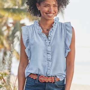 SUNDANCE Dylan Milla Chambray Top, Size Large